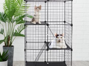 Cat Cage DIY Indoor Pet House, Small Animal House. Detachable Playpen With 3 Doors And 3 Layers, Suitable For Kittens, Puppies, Rabbits