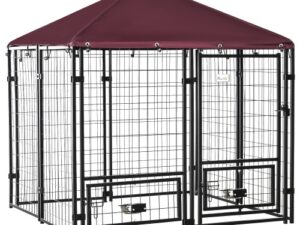 Outdoor Kennel with Rotating Bowl Rack